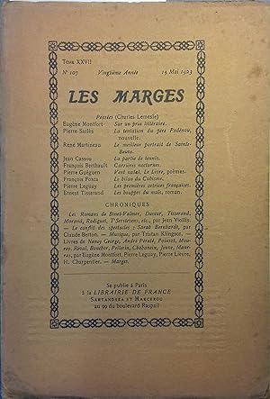Les Marges N° 107. Textes de : Eugène Montfort - Pierre Sarlès - René Martineau - Jean Cassou - F...