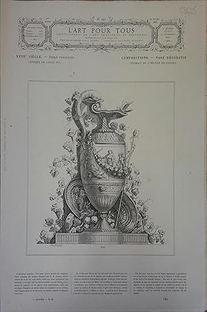 Imagen del vendedor de L'art pour tous, encyclopdie de l'art industriel et dcoratif. N 197 Contient quatre gravures en noir et blanc : Vase dcoratif, composition de Cauvet (18e sicle) - Pice dcorative en ivoire sculpt "Hercule vainqueur de Cacus" (Art flamand - 16e sicle) - Cuirasse et casque en fer repouss et cisel (Italie - 16e sicle) - Frises par J.-B. Toro (17e sicle). 29 fvrier 1868. a la venta por Librairie Et Ctera (et caetera) - Sophie Rosire