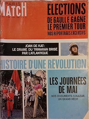 Paris Match N° 999 : Les journées de Mai. De Gaulle gagne le premier tour. Joan de Kat. 29 juin 1...