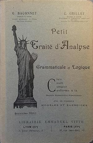 Seller image for Petit trait d'analyse grammaticale et logique. Vers 1920. for sale by Librairie Et Ctera (et caetera) - Sophie Rosire