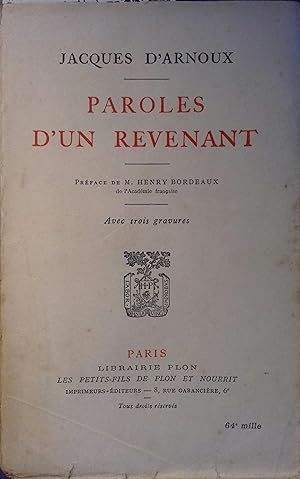 Seller image for Paroles d'un revenant. for sale by Librairie Et Ctera (et caetera) - Sophie Rosire