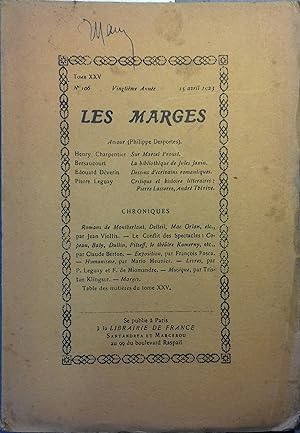 Les Marges N° 106. Textes de : Henry Charpentier - Bersaucourt - Edouard Déverin - Pierre Leguay....