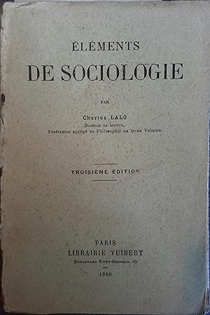 Seller image for Elments de sociologie. for sale by Librairie Et Ctera (et caetera) - Sophie Rosire