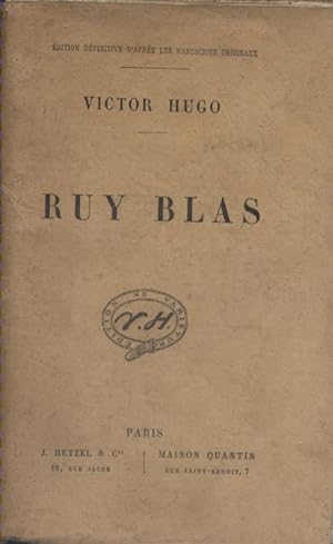 Seller image for Ruy Blas. Oeuvres compltes de Victor Hugo. Drame. Fin XIXe. Vers 1900. for sale by Librairie Et Ctera (et caetera) - Sophie Rosire