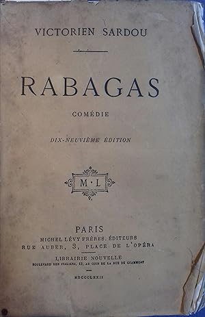 Imagen del vendedor de Rabagas. Comdie en cinq actes, en prose. a la venta por Librairie Et Ctera (et caetera) - Sophie Rosire