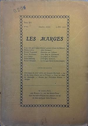 Les Marges N° 62. Textes de Pierre Lièvre - Ernest Tisserand - René Martineau - J.-J. Calmy - Pie...