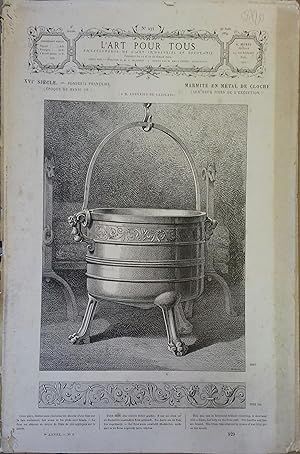 L'art pour tous, encyclopédie de l'art industriel et décoratif. N° 233. Contient 2 gravures en no...