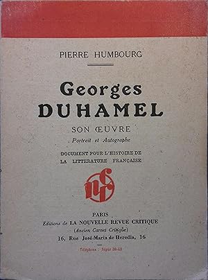 Image du vendeur pour Georges Duhamel. Son oeuvre. Vers 1930. mis en vente par Librairie Et Ctera (et caetera) - Sophie Rosire