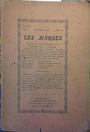 Les Marges N° 83 : Enquête sur la critique. Textes de : André Fontainas - Pierre Leguay - Pierre ...