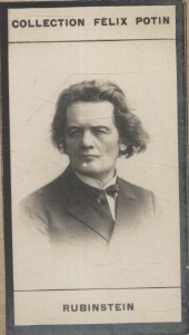 Photographie de la collection Félix Potin (4 x 7,5 cm) représentant : Antoine Rubinstein, musicie...