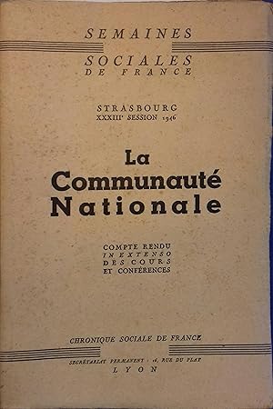 Bild des Verkufers fr La communaut nationale. zum Verkauf von Librairie Et Ctera (et caetera) - Sophie Rosire