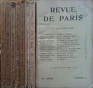 La revue de Paris. 8 numéros de l'année 1935 : 1-2-5-7-10-11-12-13. Bimensuel, de janvier à juill...