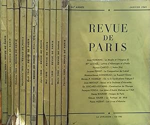 La revue de Paris. Année 1949 complète. Mensuel, de janvier à décembre 1949.
