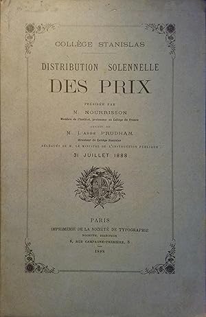 Seller image for Collge Stanislas. Distribution solennelle des prix. Anne scolaire 1888. for sale by Librairie Et Ctera (et caetera) - Sophie Rosire