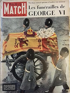 Paris Match N° 154 : Les funérailles de Georges VI. Article (24 pages) dans Paris Match. Février ...