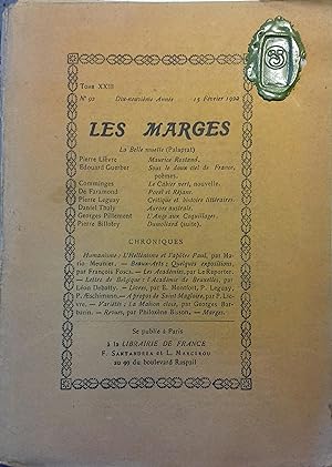 Les Marges N° 92. Textes de : Pierre Lièvre - Edouard Guerber - Comminges, de Faramond - Pierre L...