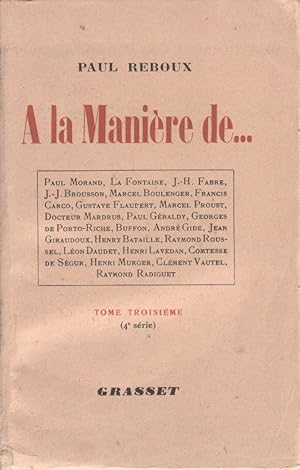 Seller image for A la manire de . Tome troisime (4 e srie). for sale by Librairie Et Ctera (et caetera) - Sophie Rosire