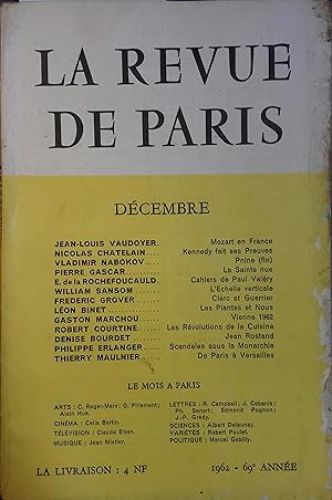 La revue de Paris N° 12, décembre 1962. Décembre 1962.