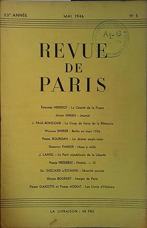 La revue de Paris N° 5, mai 1946. Mai 1946.