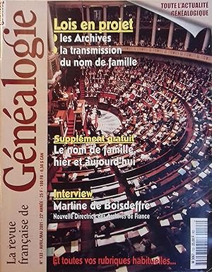 La Revue française de généalogie N° 133. La Revue française de généalogie N° 133. Avril-mai 2001.