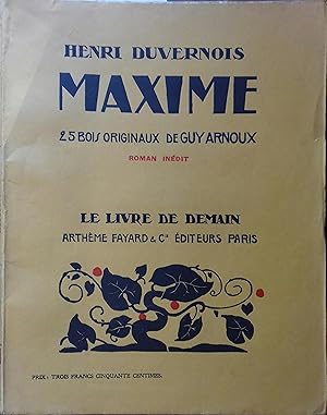 Image du vendeur pour Maxime. Roman indit. Juillet 1927. mis en vente par Librairie Et Ctera (et caetera) - Sophie Rosire