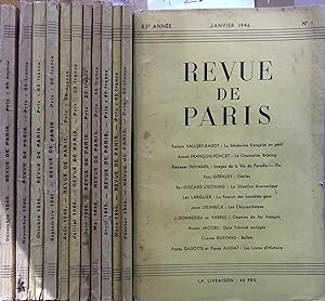 La revue de Paris. Année 1946 complète. Mensuel, de janvier à décembre 1946.