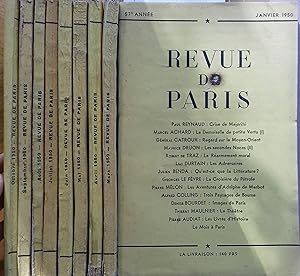 La revue de Paris. Année 1950 incomplète. Mensuel, de janvier à octobre 1950, sauf février.
