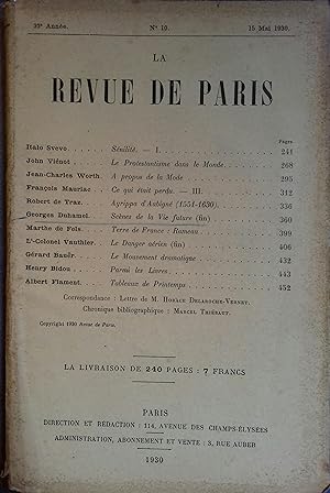 La revue de Paris. N° 10 - 15 mai 1930. Bimensuel. 15 mai 1930.