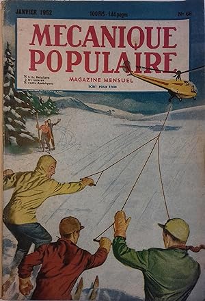 Mécanique populaire 1950 N° 68. En couverture: Remontée de skieurs par hélicoptère. Janvier 1952.