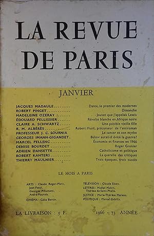 La revue de Paris N° 1, janvier 1966. Janvier 1966.