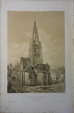 Chemillé (Maine-et-Loire). Lithographie de A. Mouilleron : Notre-Dame de Chemillé, d'après le Bar...