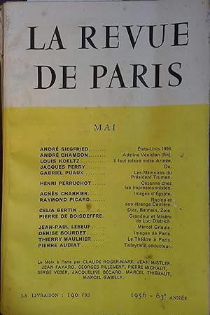 La revue de Paris N° 5, mai 1956. Mai 1956.