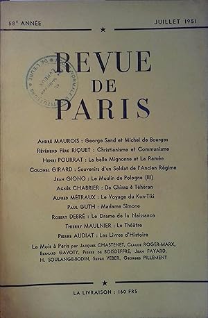 La revue de Paris, juillet 1951. Juillet 1951.