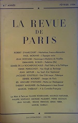 La revue de Paris, Février 1954. Février 1954.