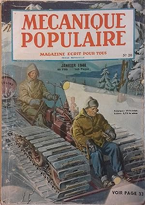 Mécanique populaire 1947 N° 20. (volume 4 - N° 1) En couverture: le tank des neiges. Janvier 1948.