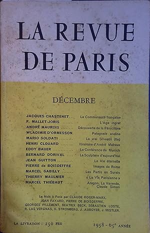 La revue de Paris N° 11, décembre 1958. Décembre 1958.