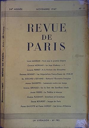 La revue de Paris N° 11, novembre 1947. Novembre 1947.