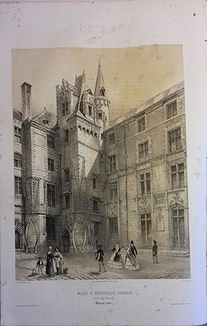 Angers. Le logis-Barrault. Lithographie de Rouargue : Musée et bibliothèque d'Angers, d'après le ...