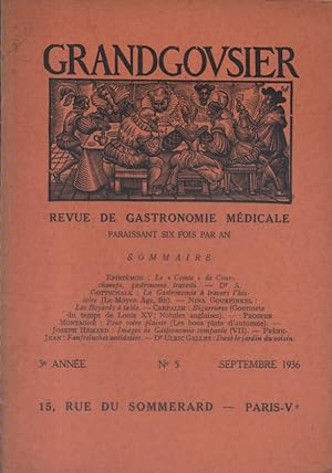 Grandgousier 1936 : N° 5. Revue de gastronomie médicale. Septembre 1936.