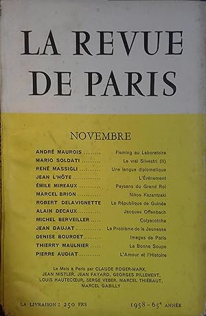 La revue de Paris N° 11, novembre 1958. Novembre 1958.