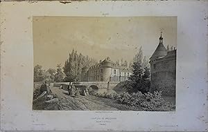 Malicorne (Sarthe). Lithographie de J. Arnout d'après le Baron de Wismes : Château de Malicorne. ...