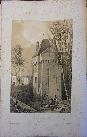 Les Ponts-de-Cé (Maine-et-Loire). Lithographie de Eugène Deshayes : Château des Ponts-de-Cé, d'ap...