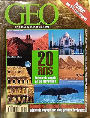 Géo N° 241. Spécial 20 ans. 20 ans : Le tour du monde en 50 merveilles. Mars 1999.