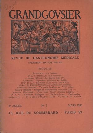 Grandgousier 1936 : N° 2. Revue de gastronomie médicale. Mars 1936.