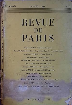 La revue de Paris N° 1, janvier 1948. Janvier 1948.