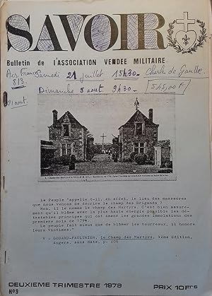 Savoir N° 9. Bulletin de l'Association Vendée Militaire. Constitution civile du clergé, Catheline...