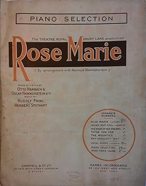 Rose Marie. Book and lyrics by Otto Harbach and Oscar Hammerstein. By arrangement with Arthur Ham...