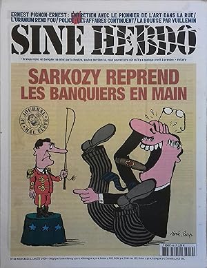 Siné Hebdo N° 49. Couverture de Siné et Loup : Sarkozy reprend les banquiers en main - Ernest Pig...