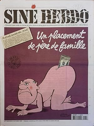 Siné Hebdo N° 5. Un placement de père de famille. Couverture de Delépine, Kerven et Siné. 8 octob...