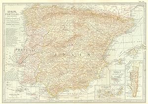 Spain, Portugal, and Andorra; Inset map of Azores Islands (Portuguese), Canary Islands (Spanish),...